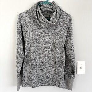 Athleta Gray Cowl Neck Sweater with Marled Texture